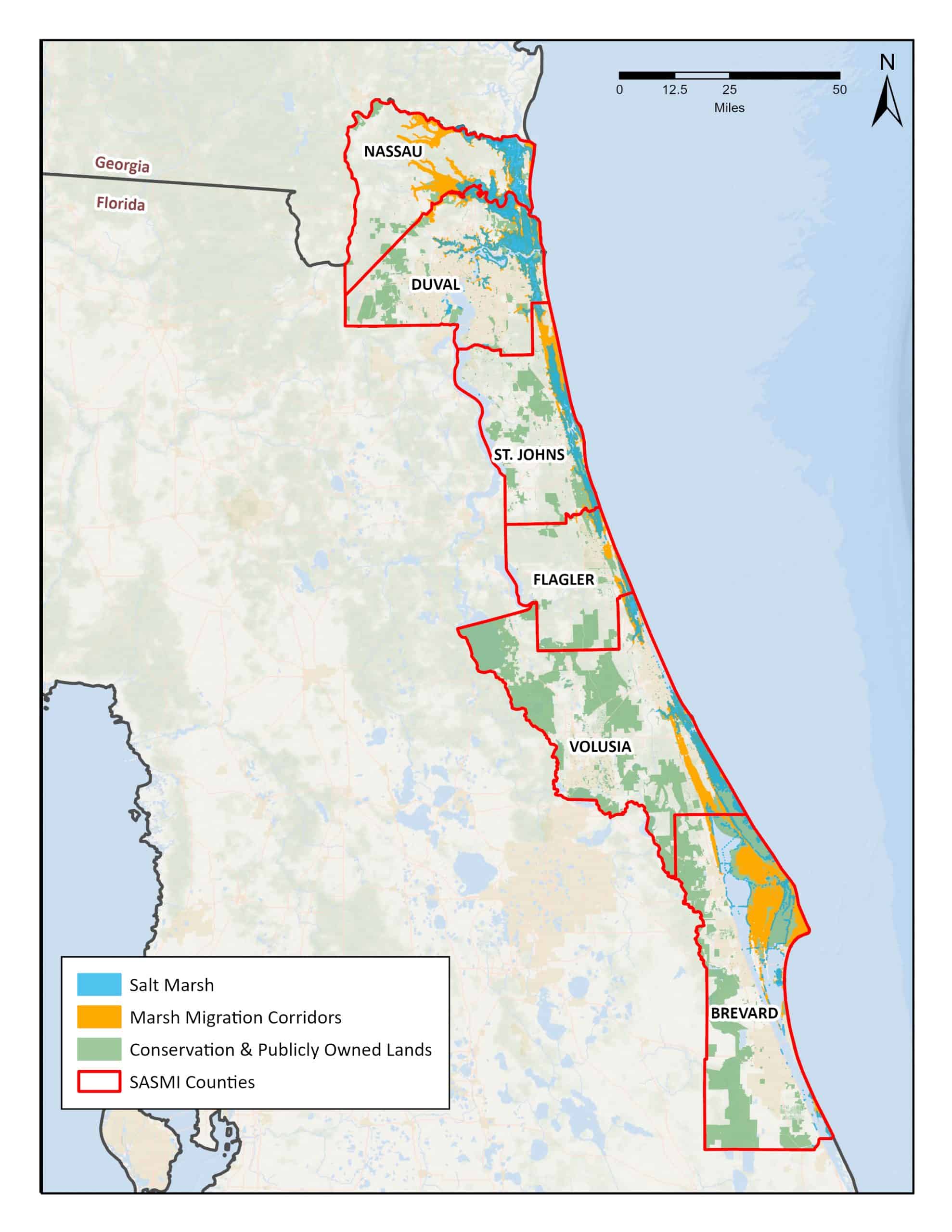 Heather Nagy Leading Florida S South Atlantic Salt Marsh Initiative SASMI Counties AllwLabels Scaled